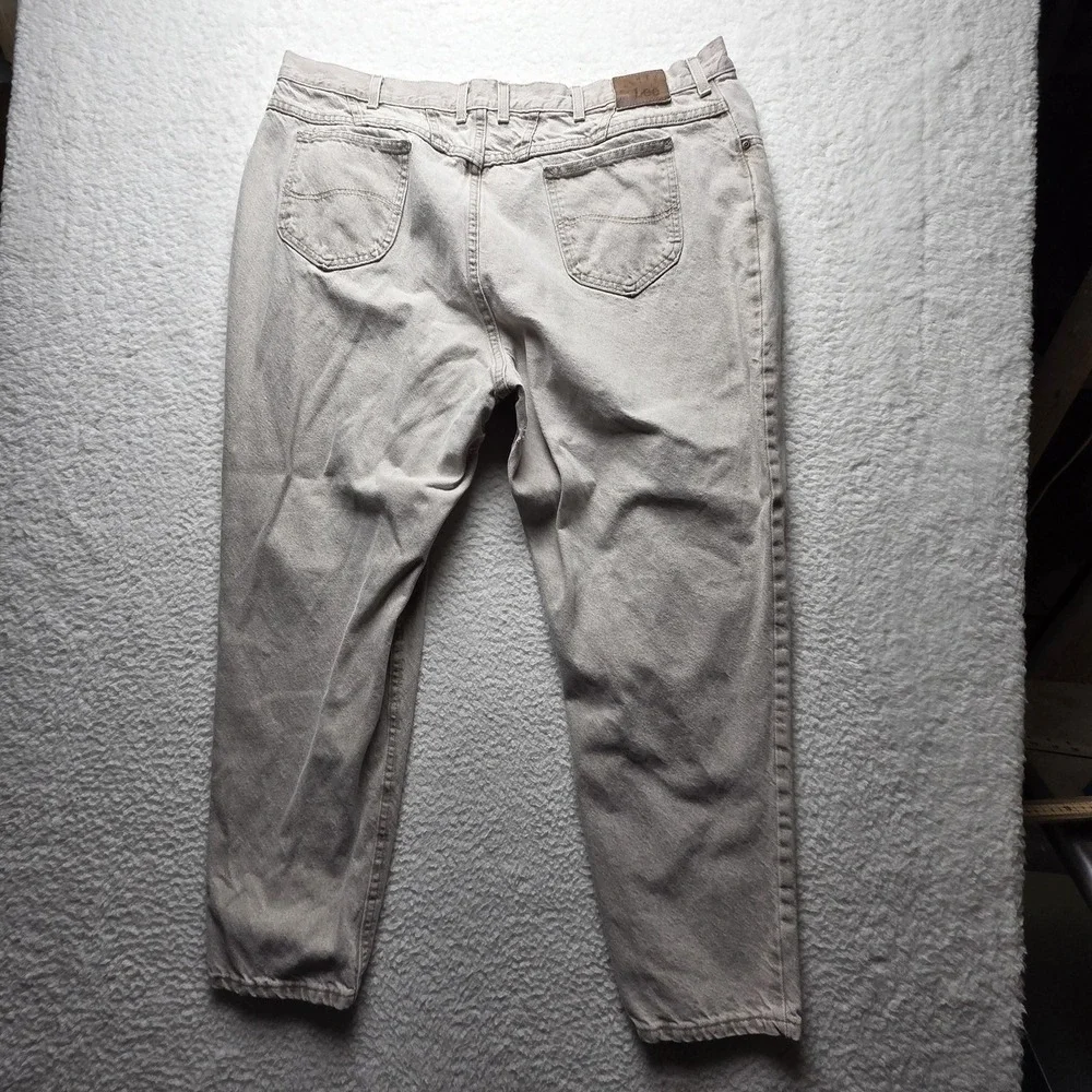 Lee Riveted Jeans Mens 45x29 Beige Relaxed Straight Denim‎ Pants Light Wash